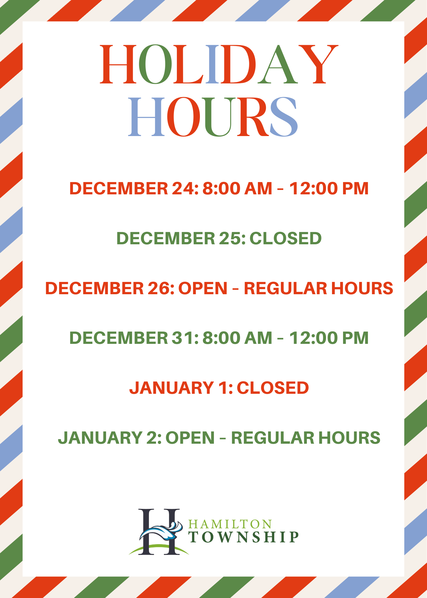 Administration Holiday Hours 